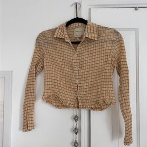 Paloma Wool Beige Checkered Blouse